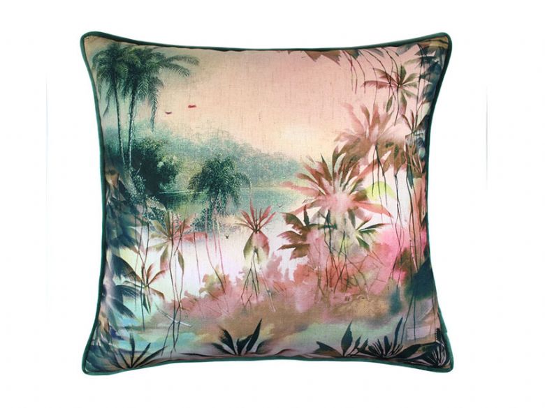 Scatterbox Babylon&#045;teal/blush polyester cushion available at Lee Longlands