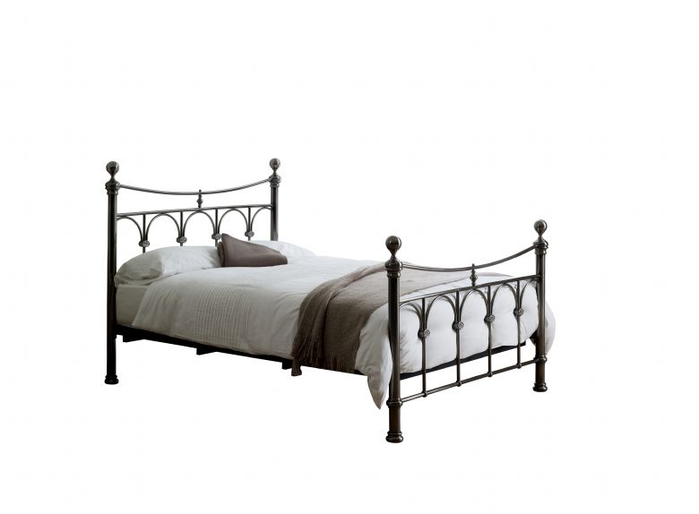 Gemma double antique nickel finish metal bedframe available at Lee Longlands