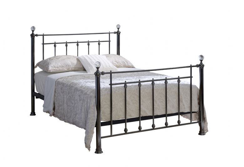 Laura double framecrystal finials metal bedframe available at Lee Longlands