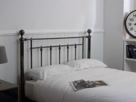 Laura double crystal finials metal bedframe available at Lee Longlands