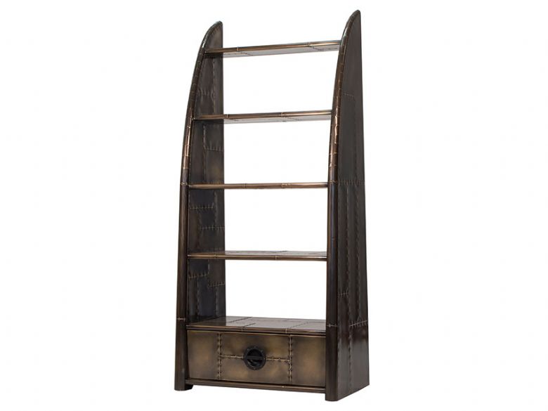 Aviator Wing Vintage Jet Brass Bookcase available at Lee Longlands