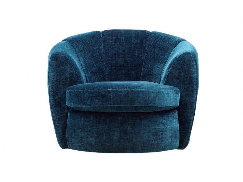 Boutique swivel base chair in blue velvet available at lee longlands