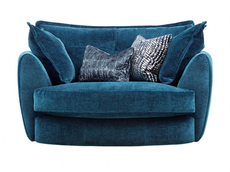 Boutique cuddler sofa blue velvet available at lee longlands