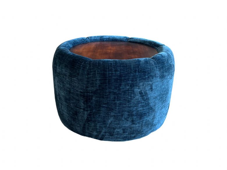 Boutique table stool in blue velvet available at lee longlands