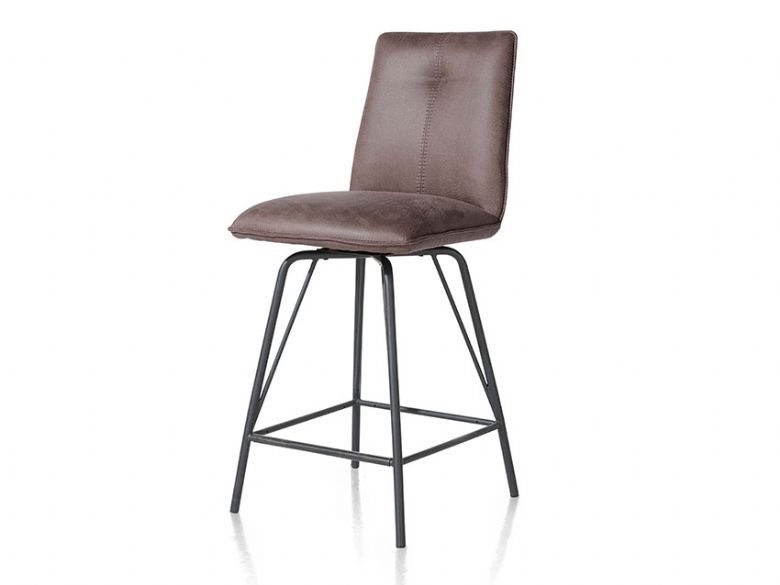 Habufa Bella brown leather bar stool available at Lee Longlands