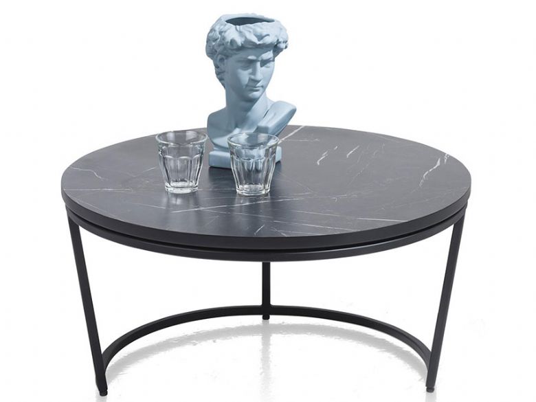 Habufa City black marble occasional table available at Lee Longlands