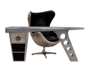 Aviator Jet Silver Desk and Chair