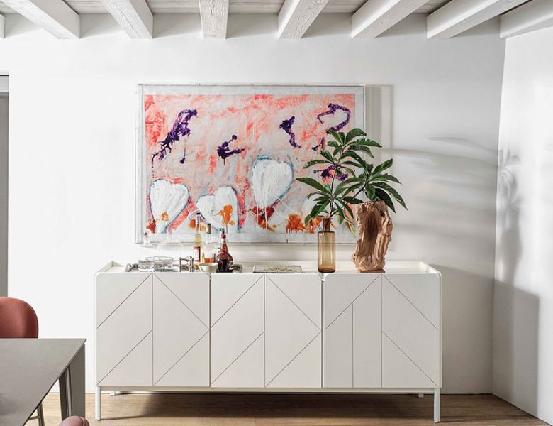 Bontempi Pica white lacquered wood Sideboard available Lee Longlands