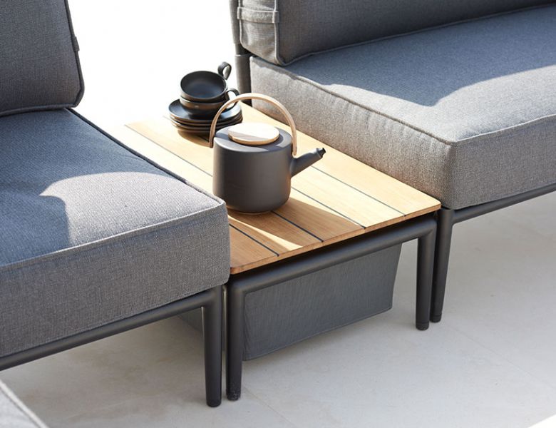Cane-line teak top grey garden box table available at Lee Longlands