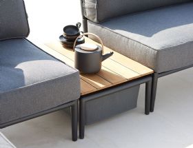 Cane-line teak top grey garden box table available at Lee Longlands