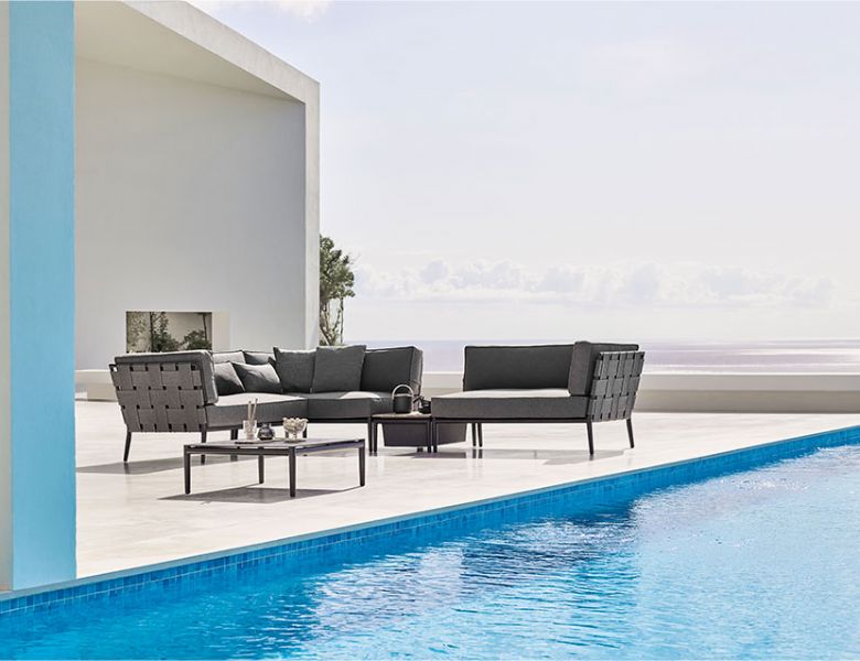 Cane-line Conic grey lounge garden sofa  range available at lee Longlands