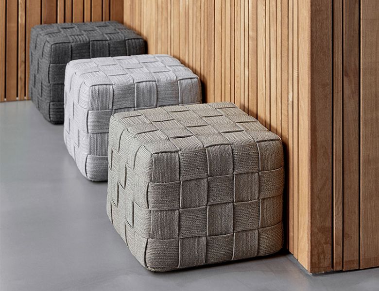 Cane&#045;line Cube woven footstool available at lee Longlands