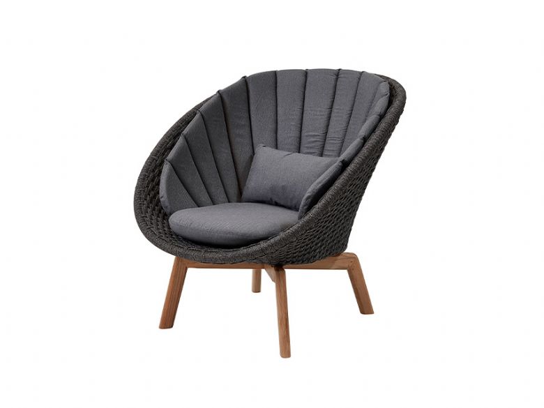 Dark Grey Lounge Chair w/ Teak Leg Shot Grey Natte