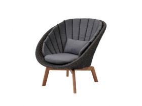 Dark Grey Lounge Chair w/ Teak Leg Shot Grey Natte
