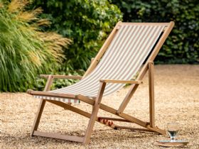 Brighton Wooden Deck Chair Clay Stripe W/ Armrest