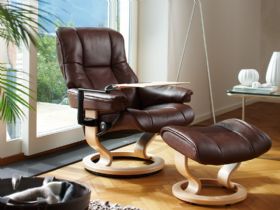 Stressless Mayfair Medium Leather Chair & Stool