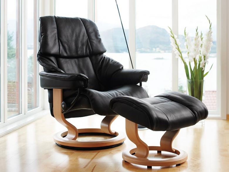 Stressless Reno Black Leather Chair