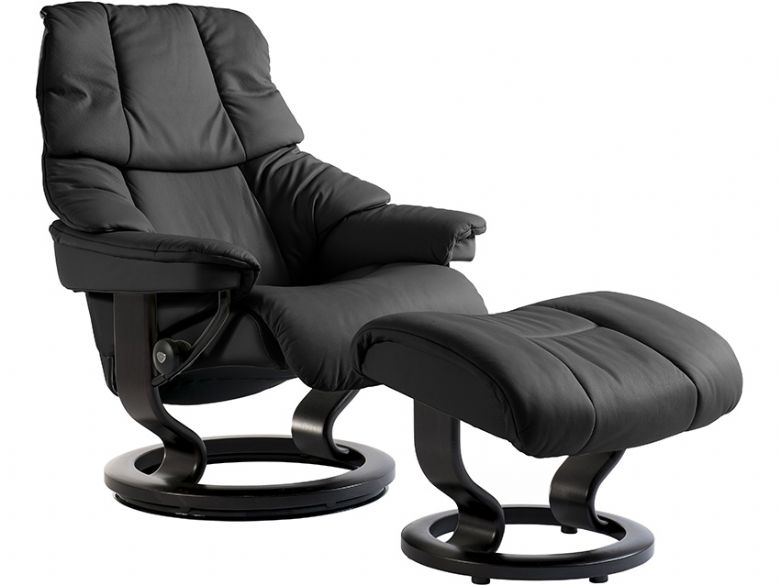 Ekornes Stressless Reno Recliner chair with black base and black leather