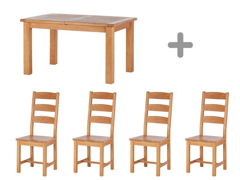 Fairfax Small Extending Table and 4 Ladder Back Chairs