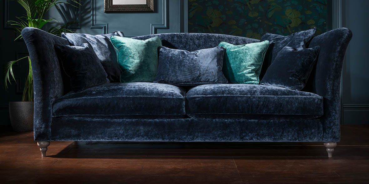 Monique fabric blue fabric sofa available at Lee Longlands
