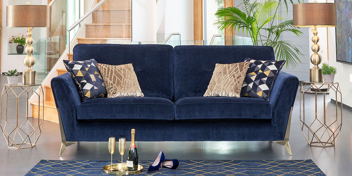 Eros blue modern sofa at Lee Longlands