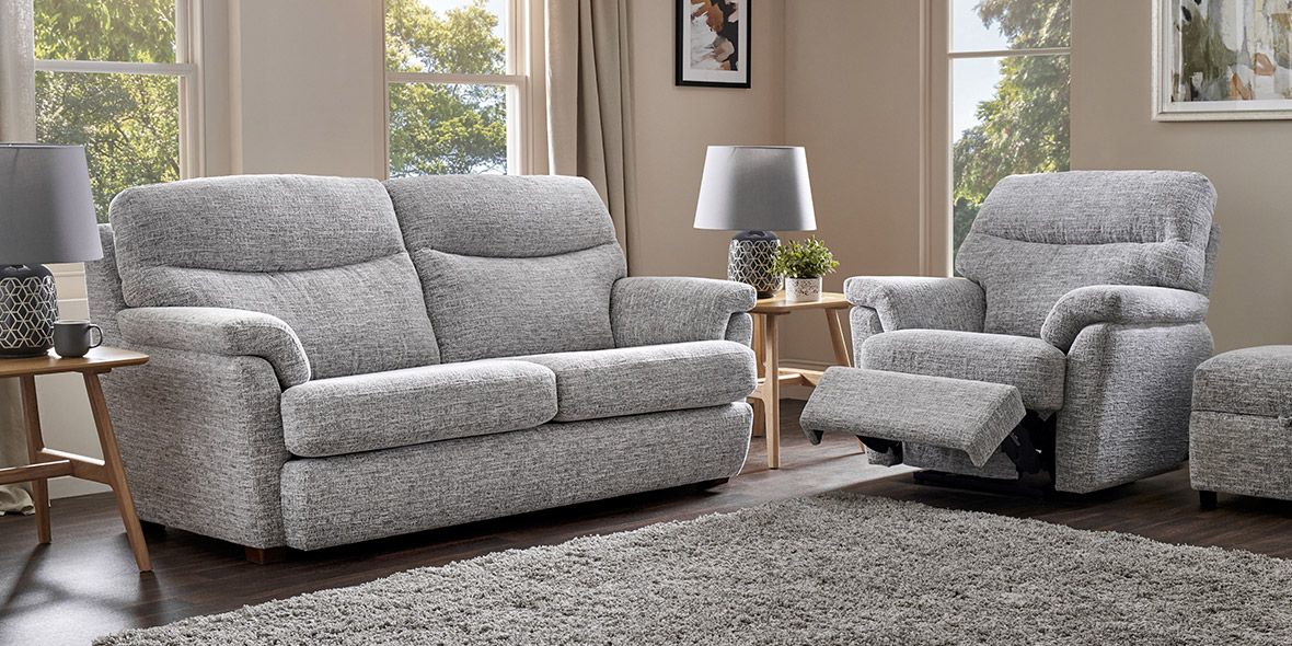 Emani grey fabric sofa range
