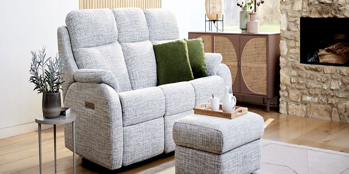 Kingsbury recliner fabric leather sofa collection available at Lee Longlands